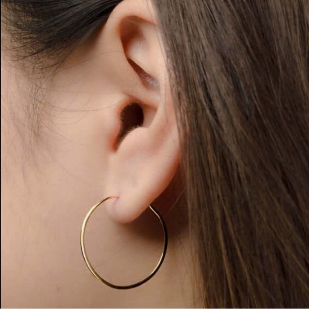 Golden Oversize Hoop Earrings - Medium - Picture 2 of 3